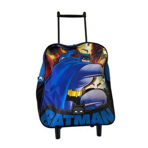 Y2K Vintage Batman Trolley Backpack Carry On Suitcase Wheels Luggage Boys Vacati